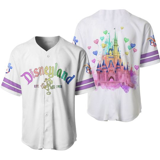 Disneyland Magic Kingdom Rainbow White Disney Baseball Jersey Shirt
