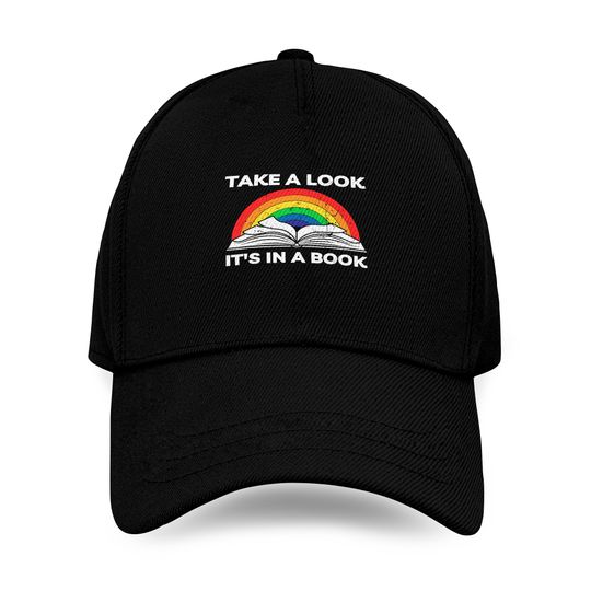 Take A Look It's In A Book Reading Vintage Retro Rainbow Baseball Caps
