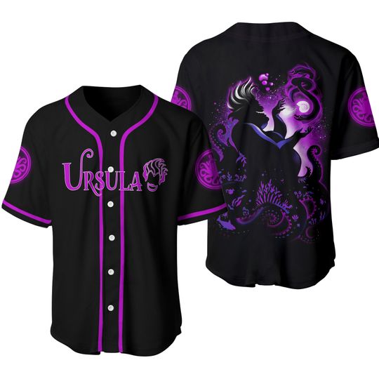 Villian Ursula Little Mermaid Purple Black Disney Baseball Jersey