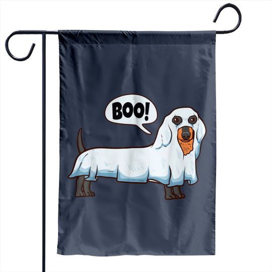 Ghost Dachshund Spooky Dog Wiener Halloween Garden Flags