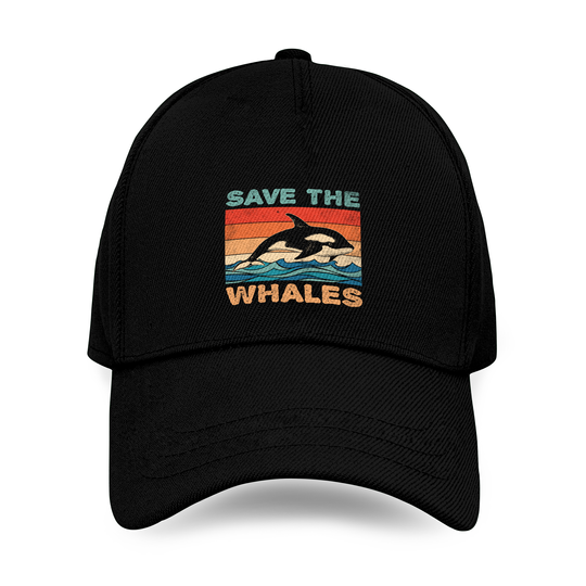Save The Whales Retro Vintage Orca Whale Baseball Caps