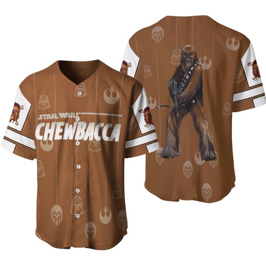 Chewbacca Star Wars Brown White Patterns Disney Baseball Jersey Shirt