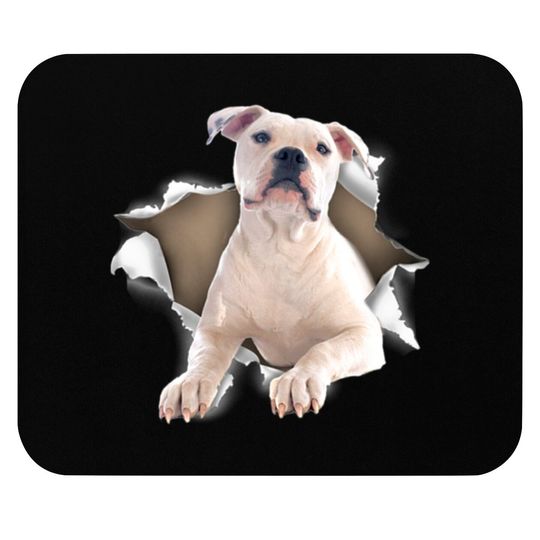 American Bulldog Torn Dog Inside Hole Dog Mid Torn Mouse Pads