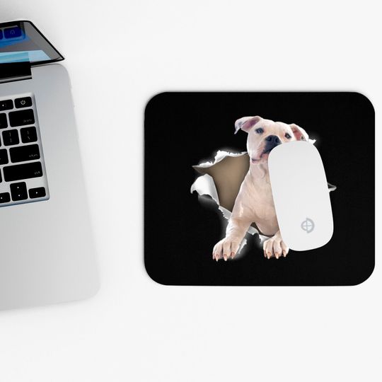 American Bulldog Torn Dog Inside Hole Dog Mid Torn Mouse Pads