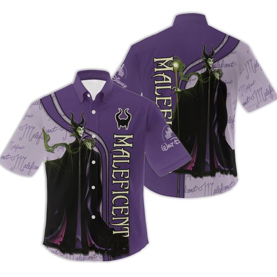 Villian Maleficent Purple Stripes Disney Hawaiian Shirt