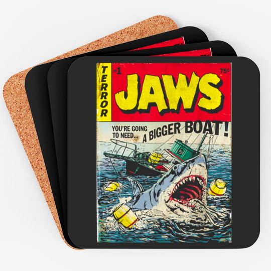 Jaws Pulp Attack Comic Cover 5268 Coasters