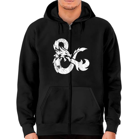 Unisex D&D Zip Hoodies|Geek shirt|Dungeons and Dragons Gift|Distressed Dnd Logo