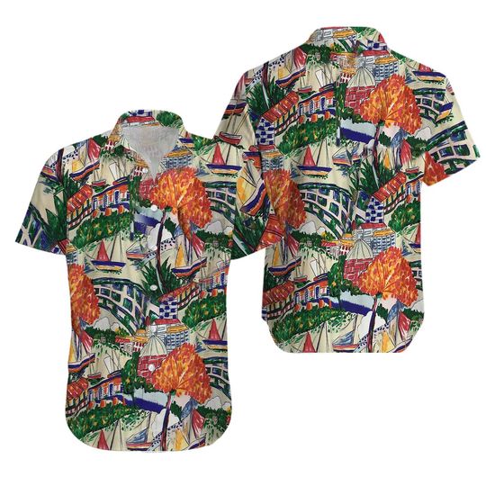 Vintage Polo Ralph Lauren Multicolor Sailing Hawaiian Shirt
