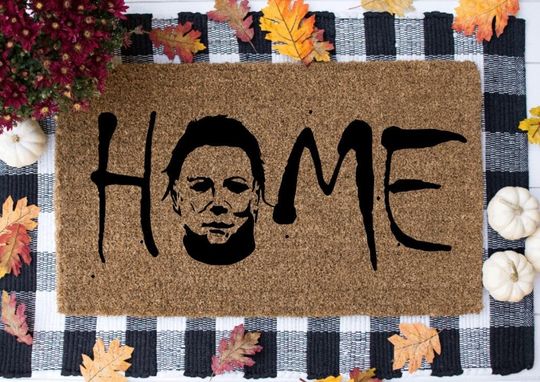 Michael Myers Home Doormat Decor Entryway Pumpkin Halloween
