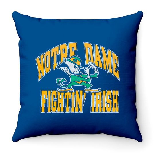 80s ND Fightin' Irish Burnout Throw Pillow Vintage Unisex Graphic University Athletic Throw Pillows