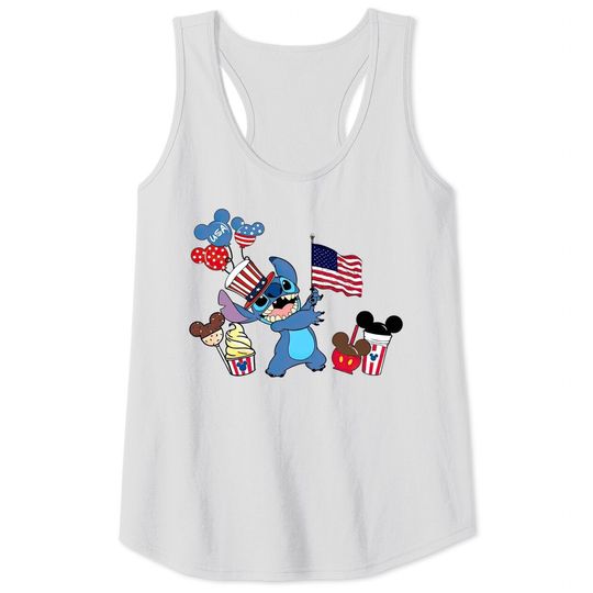 Stitch American 4th Of July Tank Tops, Disney Patriotic Tank Tops, Mickey US Flag, Funny 4th Of July Tank Tops, Disney Family Tank Tops, Memorial Day Tank Tops