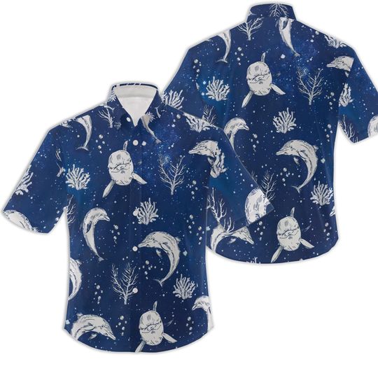 Dolphin Hawaiian Shirt, Dolphin Beach Shirt
