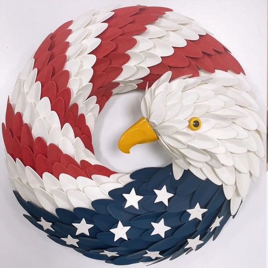 Eagle Wreath Patriotic For Front Door, 4th Of July Patriotic Wreath, Independence Day Decoration