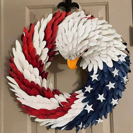 Eagle Wreath Patriotic For Front Door, 4th Of July Patriotic Wreath, Independence Day Decoration
