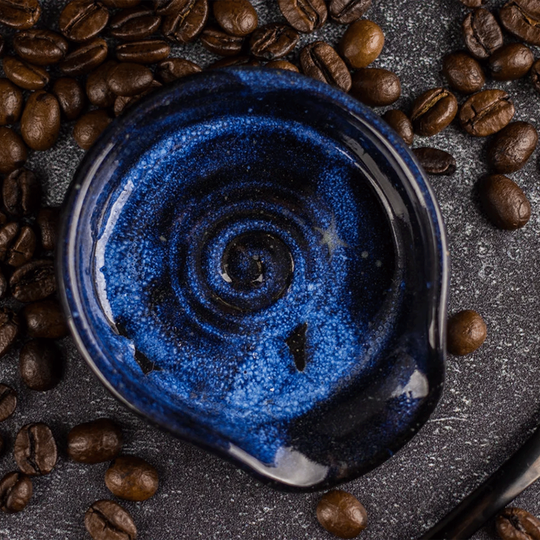 Cosmic starry galaxy spoon rest; tea, coffee, espresso spoon rest; ceramic spoon holder