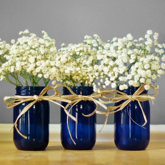 Handmade Cobalt Blue Glass Vase, Home Decor Product