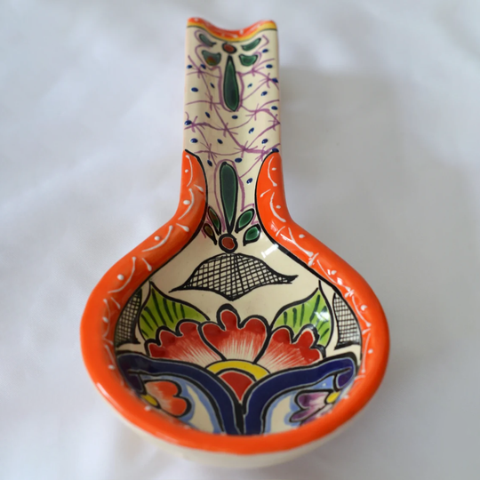 Talavera Spoon Rest - Mexican Style - Ceramic Spoon Holder