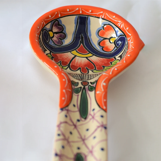 Talavera Spoon Rest - Mexican Style - Ceramic Spoon Holder