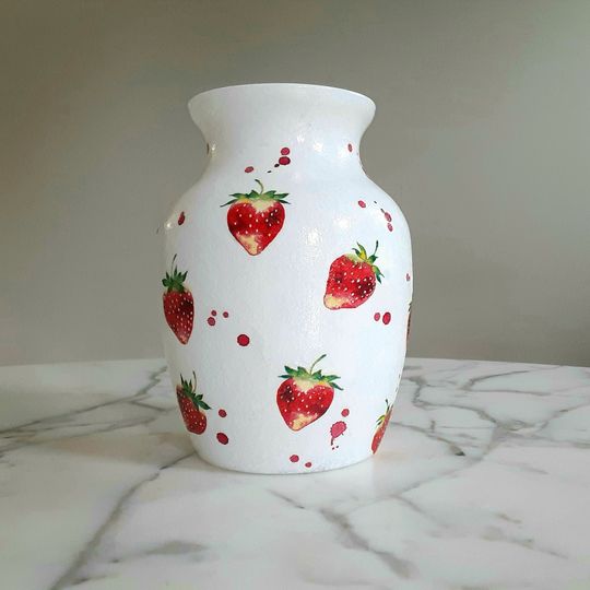 Strawberry Flower vase Gift for Flower Lover Home Decor