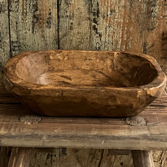 Rustic hand carved wooden dough bowl , wooden bowl