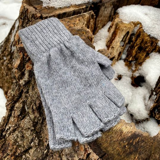 Angora Wool Mittens Fingerless Half Finger Winter Gloves