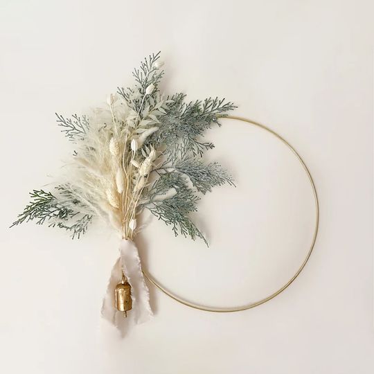 Gold Bells Christmas Wreath, Holiday Decor Item, Christmas Decor