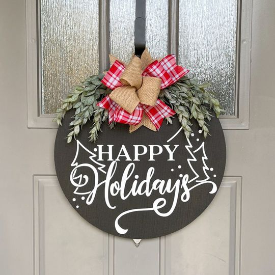 Happy Holidays Door Hanger, Christmas Door Hanger, Merry Christmas Door Hanger