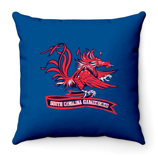 Vintage USC Gamecocks mascot-distressed - Gamecocks - Throw Pillows