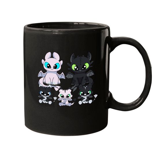 Family dragons, how to train your dragon Toothless & Light fury, night fury babies - How To Train Your Dragon Toothless - Mugs