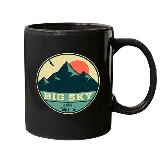 Big Sky Montana Retro Mountain Badge - Big Sky - Mugs