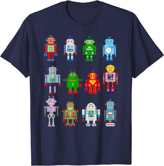 Cute Robot T-Shirt Robotics Retro Team 12 Toy Fun Eng AI Nerd