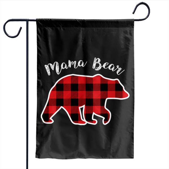 MAMA BEAR | Women Red Plaid Christmas Pajama Family Mom Gift Garden Flags