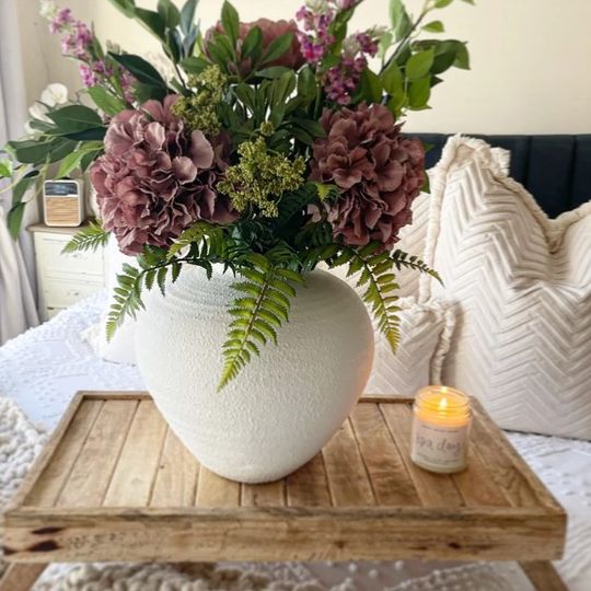 Ophelia Matt White Stone Vases, Display Flower, Living Room Decoration