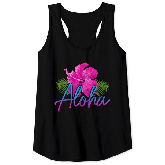 Aloha Hawaiian Islands Hawaii Surf Hibiscus Flower Tank Tops
