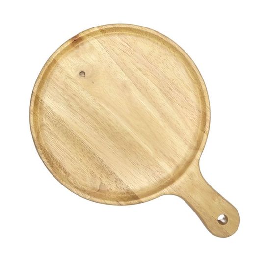Round Wooden Tray 34x25cm, Cutting Board With Handle, Natural Color Large Wooden Tray