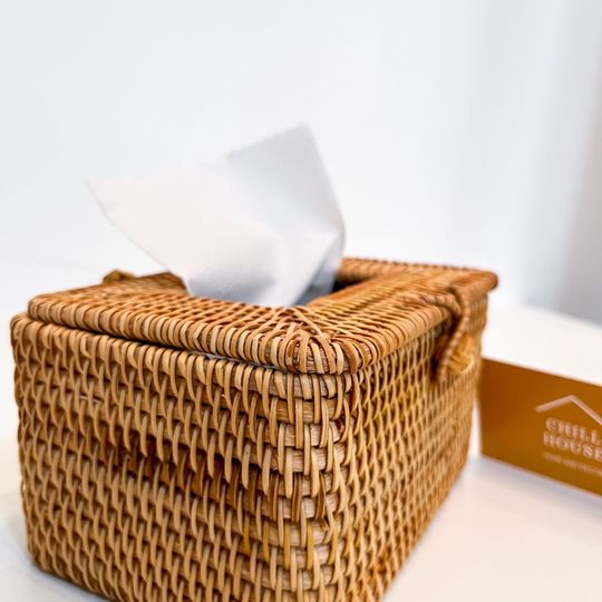 Handmade Rattan Woven Tissue Box, Rustic Woven Tissue Box