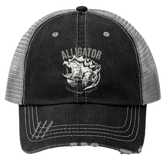 Alligator snapping turtle, vintage design for reptile lovers Trucker Hats