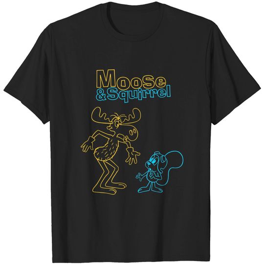 Rocky and Bullwinkle Neon Friends Moor and Squirrel Shirt