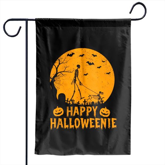 Happy Hallo-Weenie Dachshund Dog Halloween Skeleton Wiener Garden Flags