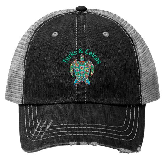 Turks & Caicos Trucker Hats Tribal Turtle Gift Trucker Hats