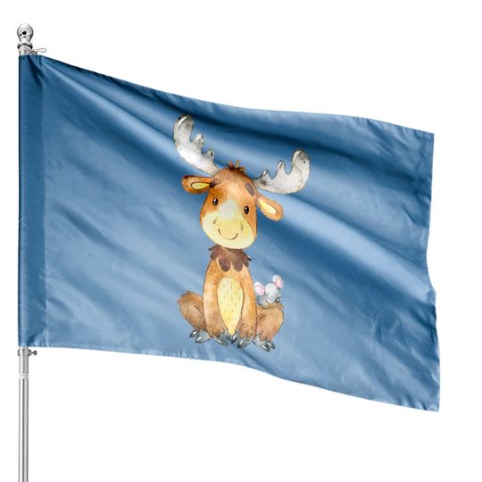 Moose And Mouse House Flags