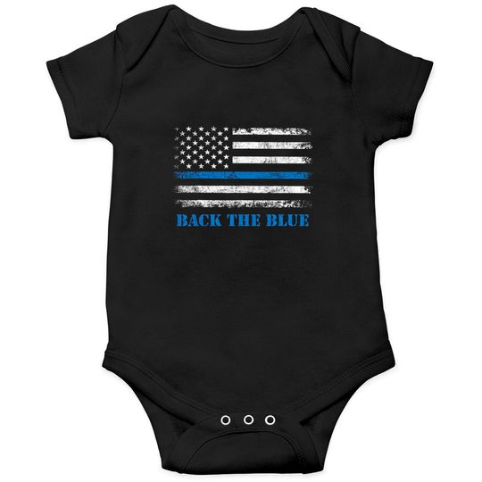 Back the Blue Thin Blue Line American Flag Police Support Onesies