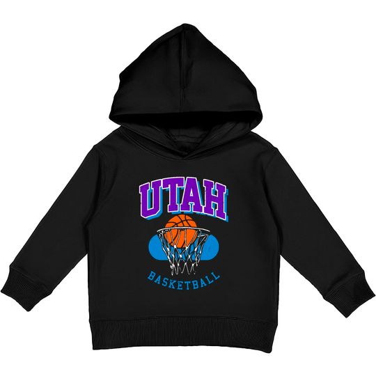 Vintage Utah Basketball - Jazz - Kids Pullover Hoodies