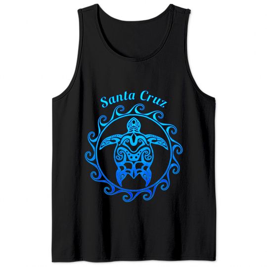 Santa Cruz California Ocean Blue Tribal Turtle Pullover Tank Tops