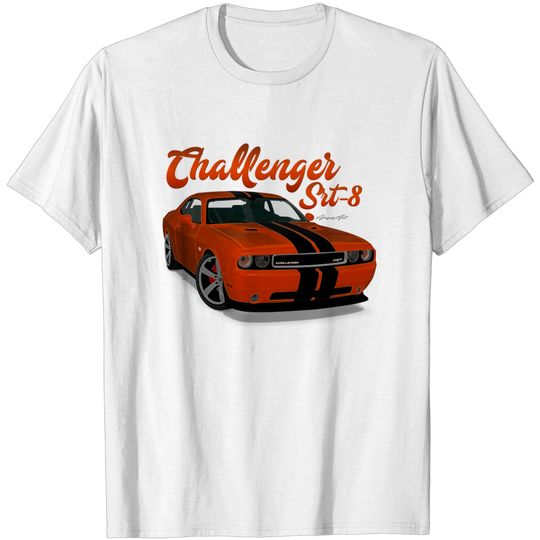 Challenger Srt-8 Orange Stripe Front - Challenger - T-Shirt