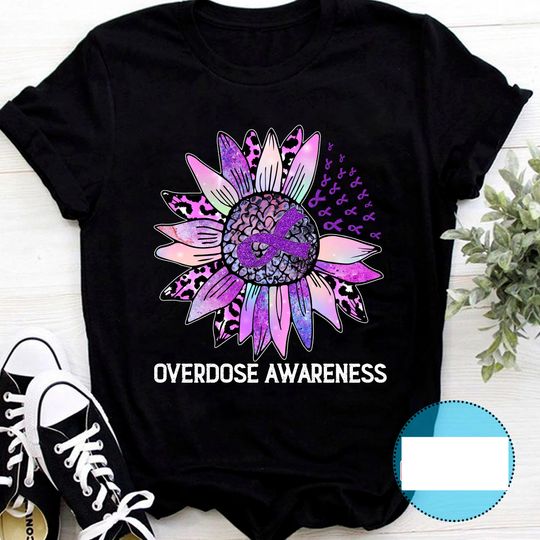 Overdose Awareness Wear Purple Leopard Sunflower Shirt, Overdose Ribbon