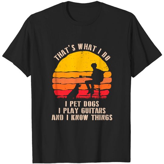 Funny Guitar Shirt I Pet Dogs Play Guitars Shirt Guitar Player - Guitar - T-Shirt