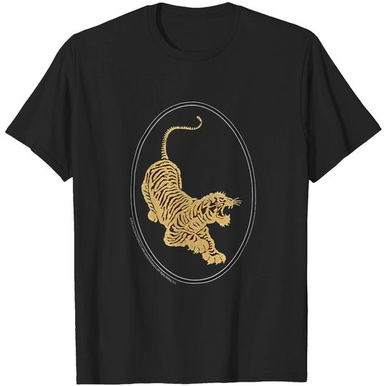 Jerry Garcia T-Shirt- Tiger Guitar emblem, Gold metallic ink on a Black shirt