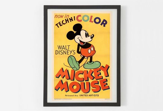 Vintage Mickey Mouse Poster 1932 - Technicolor Cinema Cartoon Poster