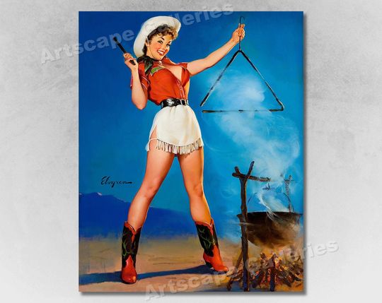 1950's Elvgren Western Pin-Up Poster "Come and Get It"